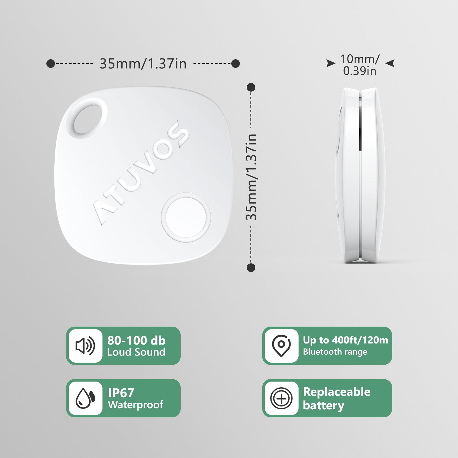 Waterproof GPS Tracker, BLE 5.2, 1-Year Replaceable Battery